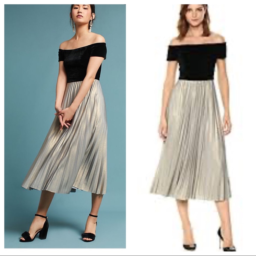 NWOT! Anthro Donna Morgan Velvet Off Shoulder Dress